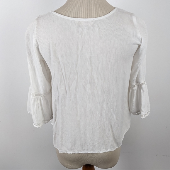 Hollister White Sheer Boho Blouse Extra Small - Picture 4 of 8